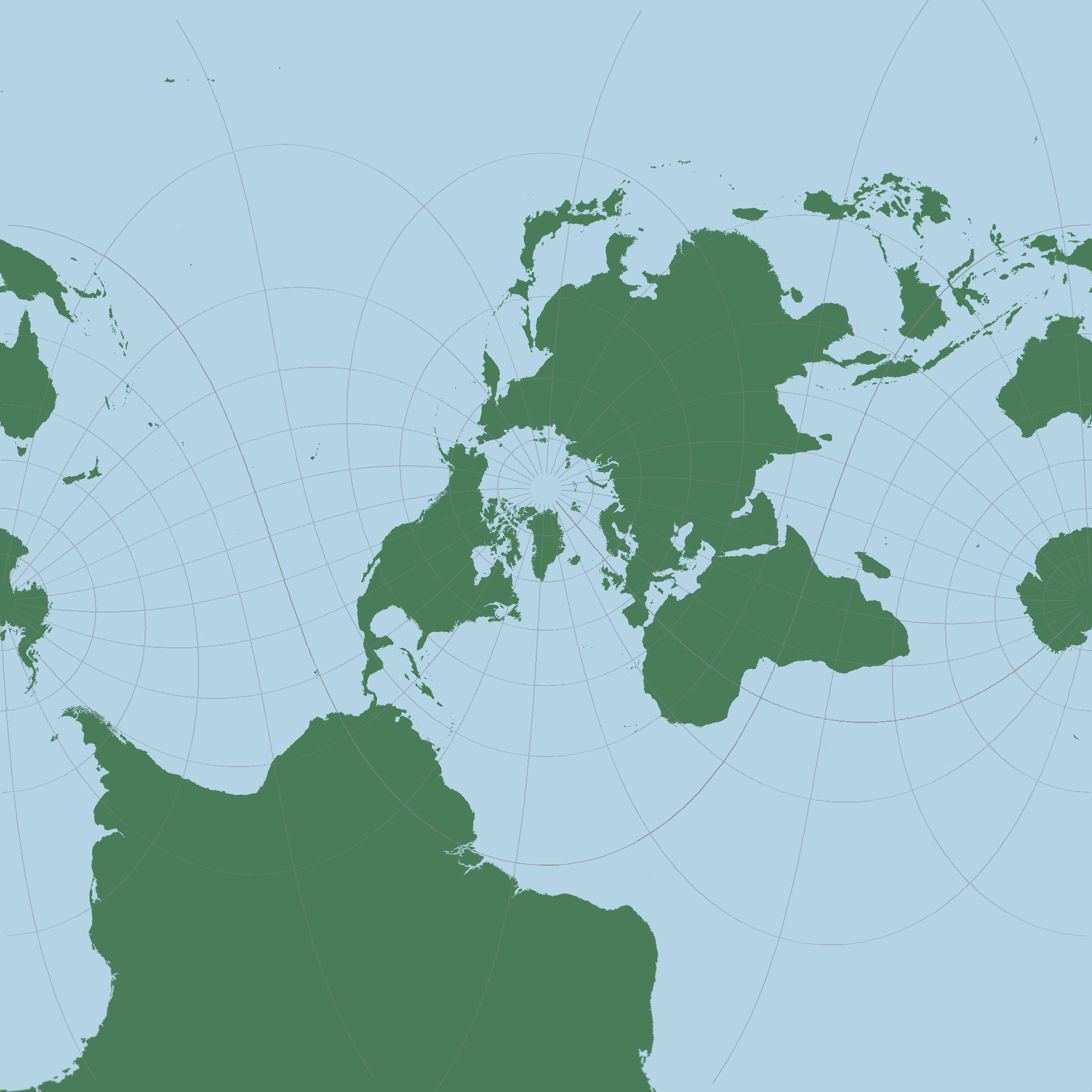 グリーンランドを地図の中心に据えたメルカトル図法
